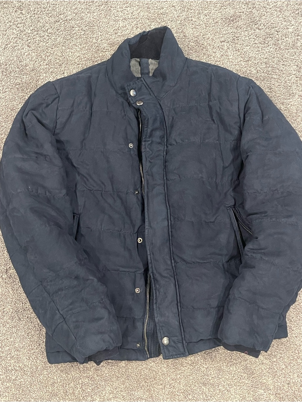 MNG Mango Man Men’s Medium Navy Puffer Jacket Heavy Winter Coat Zip Pockets